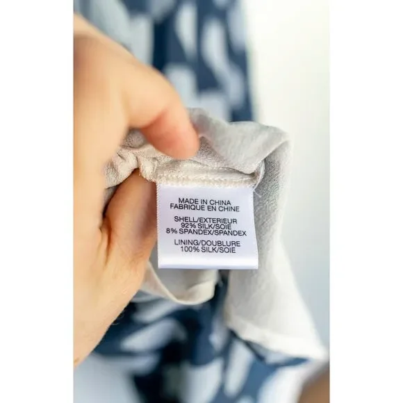 Theory Vivien Ikat Blue & White Spotted Polka Dot One Shoulder Mini Dress Size 8 - Picture 9 of 10